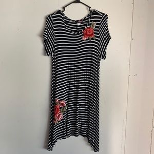 Black and white striped floral dress